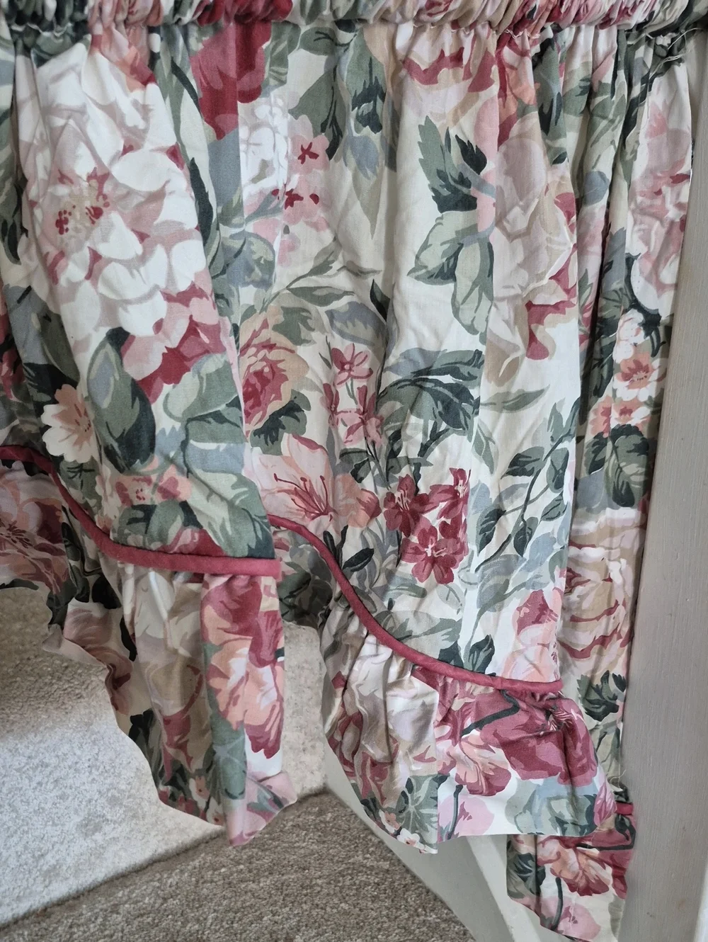 Vintage Floral Ruffled Swag Curtain 84x26